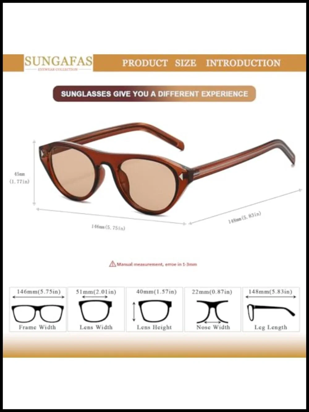 Vintage Cat Eye Sunglasses UV400 Oval Retro Frame Unisex